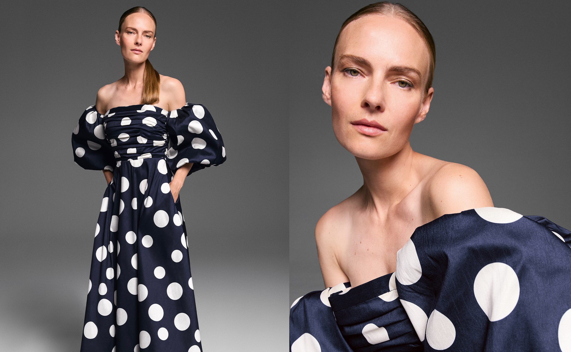 Marilyn Puff Sleeve Polka Dot Maxi Dress