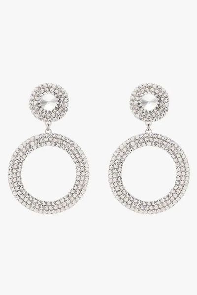 Silver Tone Crystal Drop Hoop Earrings from Alessandra Rich