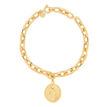 Coin Pendant Chunky Bracelet In Gold