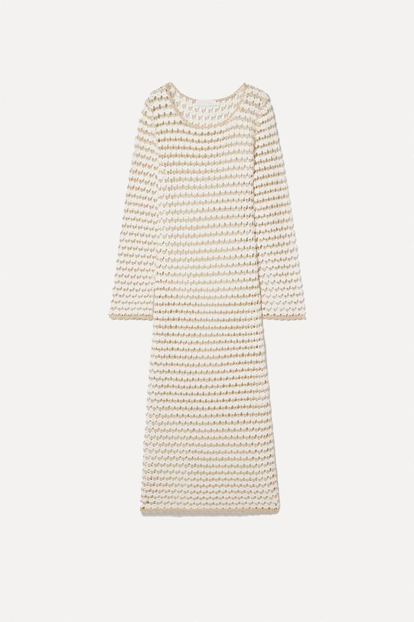 Tallow Metallic Crocheted Cotton-Blend Midi Dress from Zimmerman