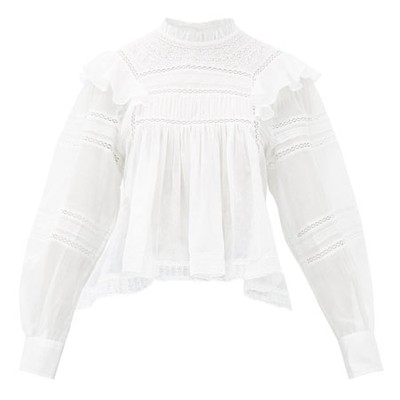 Viviana High-Neck Ruffled Cotton Blouse from Isabel Marant Etoile