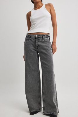 Low Waist Wide Leg Jeans With Seam Details from NA-KD