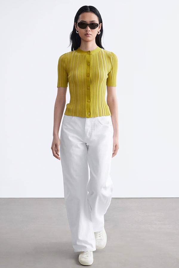 Short-Sleeve Rib-Knit Cardigan from & Other Stories