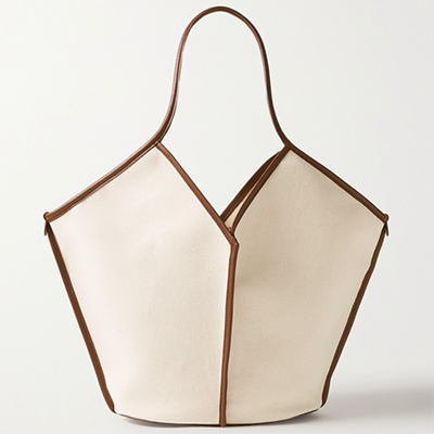 Calella Leather-Trimmed Organic Cotton-Canvas Tote from Hereu