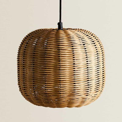 Rattan and Metal Ceiling Lamp