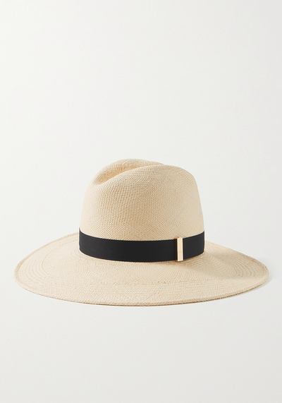 Requiem Cotton Grosgrain-Trimmed Straw Fedora from Gigi Burris