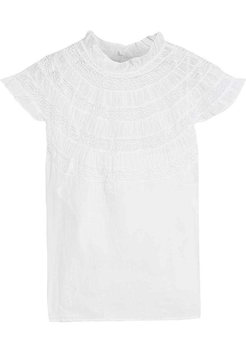 Lace-Paneled Ramie-Gauze Top from Frame