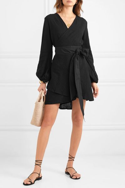 Gaia Cotton-gauze Wrap Mini Dress from Kalita