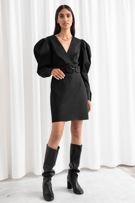 Belted Puff Sleeve Mini Dress from & Other Stories