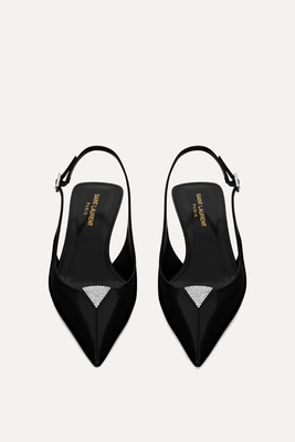 Cherish Slingback Pumps In Glazed Leather With Rhinestones  from Saint Laurent