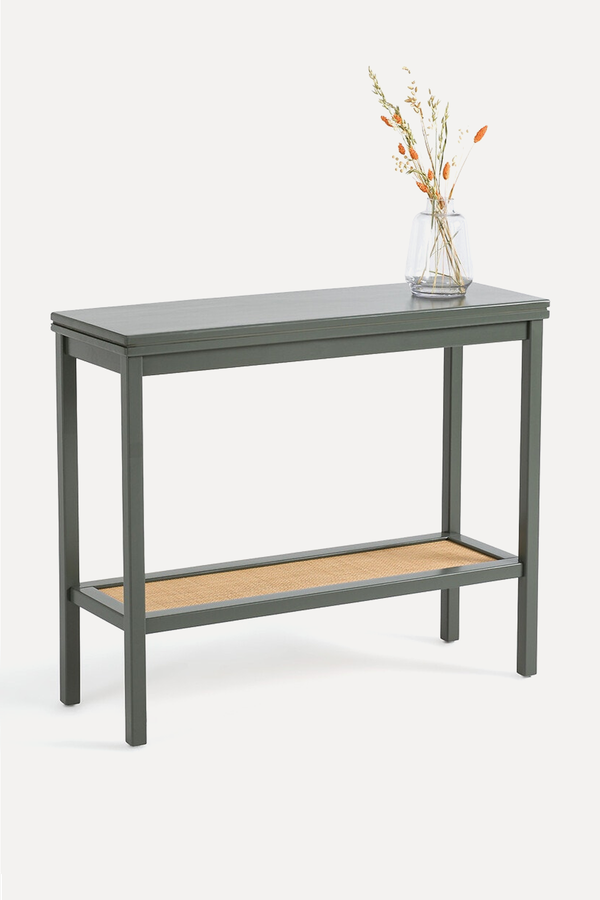 Gabin Solid Pine & Cane Double Level Console Table from La Redoute