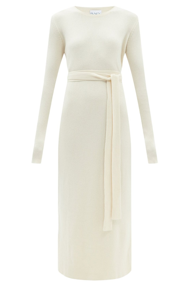 Responsible Cashmere-Blend Belted Crew-Neck Dress from Raey