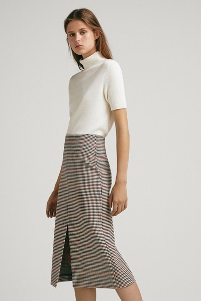 Check Wool Skirt