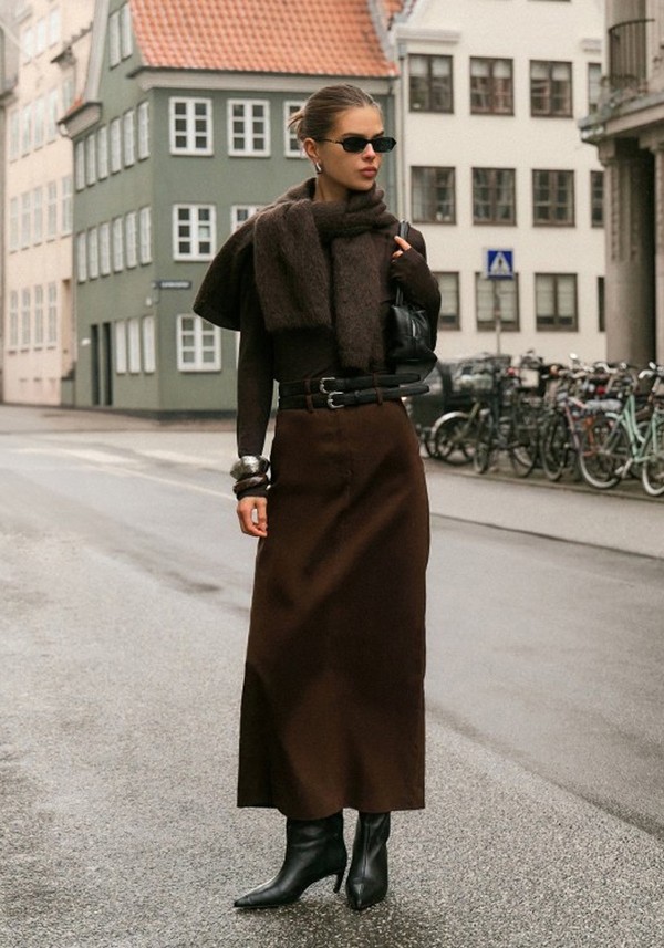 Maxine Belted Tailored Maxi Skirt 