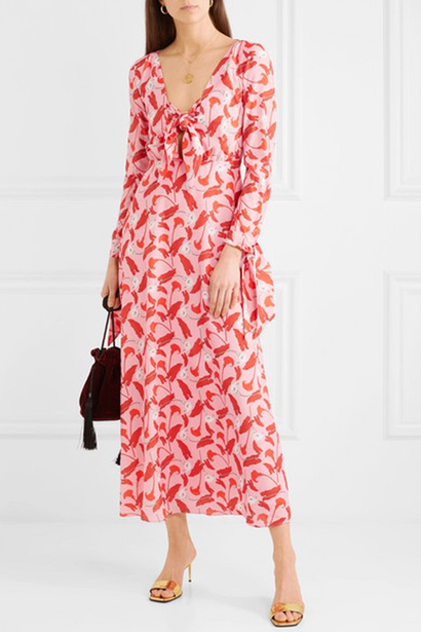 Sonial Floral-Print Crepe de China Midi Dress from Borgo De Nor