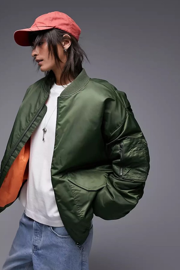 Nero Collar Nylon Bomber Jacket from Topshop