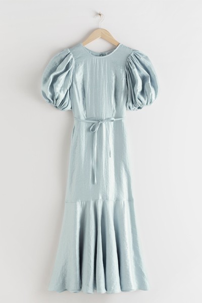 Metallic Crepe Puff Sleeve Midi Dress from & Other Stories