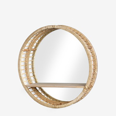 Wood And Rattan Shelf Mirror from Next