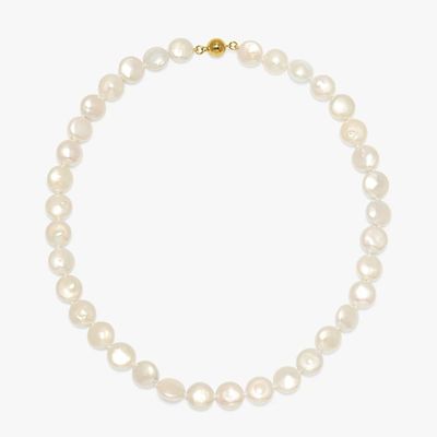 9ct White Gold Coin Freshwater Pearl Necklace from AB Davis