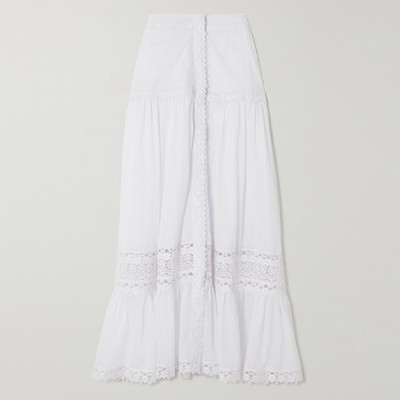 Ann Guipure Lace-Trimmed Voile Skirt from Charo Ruiz