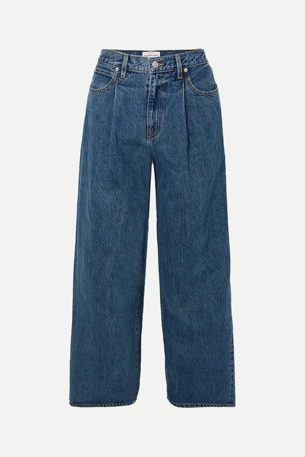 Abby Pleated High-Rise Wide-Leg Jeans from SLVRLAKE