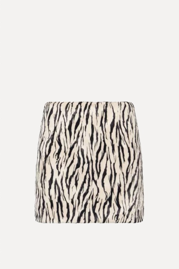 Printed Faux-Fur Cotton-Blend Mini Skirt from Rotate Birger Christensen