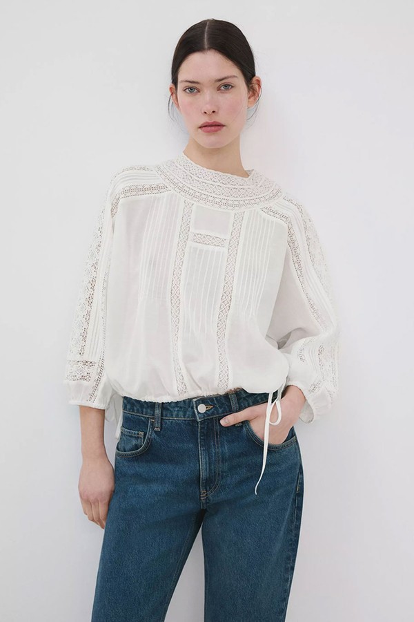 Embroidered Openwork Blouse from Mango