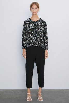 Printed Blouse with Pleats from Zara