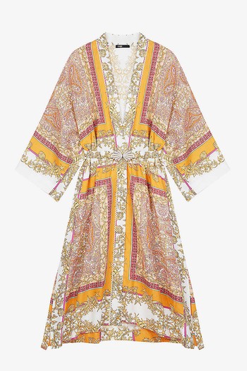 Voquillage Graphic-Print Linen Kimono from Maje