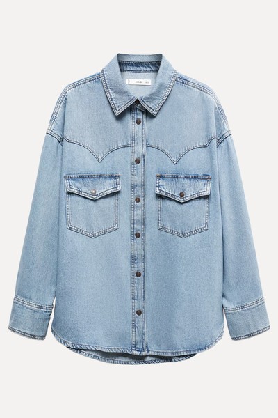 Chest-Pocket Denim Shirt from Mango