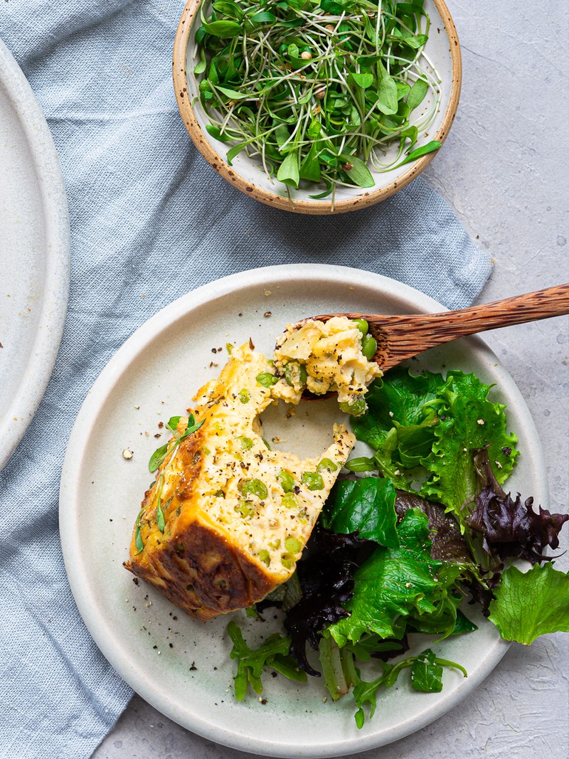 Easy Onion, Asparagus & Feta Frittata