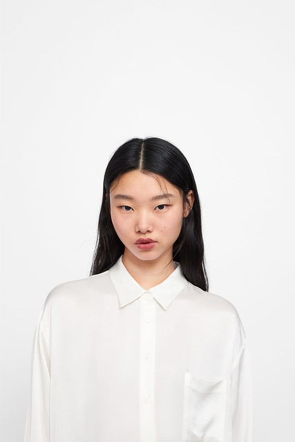 Satin Finish Blouse With Pocket from Zara