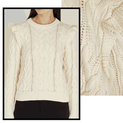 Sofia Cream Cable-Knit Cotton-Blend Jumper from Frame