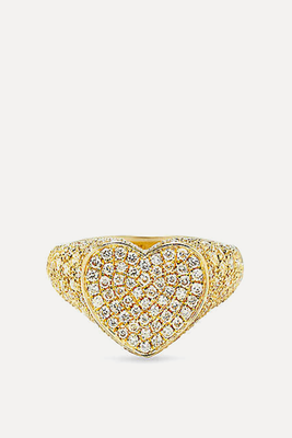 Chevaliere Coeur 9ct Yellow-Gold & 0.72ct Round-Brilliant Diamond Ring  from Yvonne Leon 