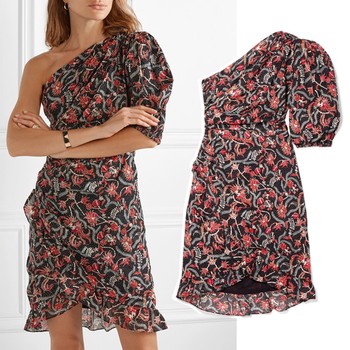 Esther One-Shoulder Printed Cotton-Voile Mini Dress, £200 (was £285)