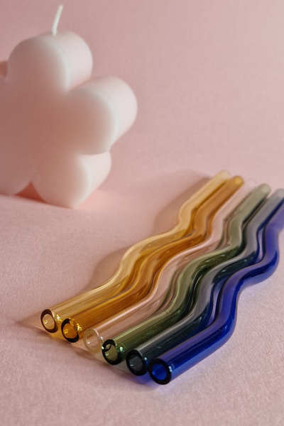 Wavy Glass Straws  from Minerva & Moon