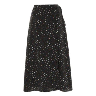 Multi Spotted Button Midi Skirt