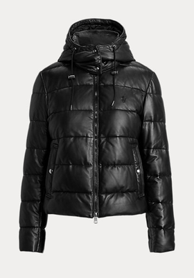 Quilted Leather Hooded Coat