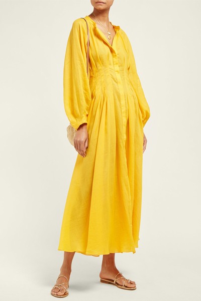 Valeraine Pleated Ramie Dress from Three Graces London