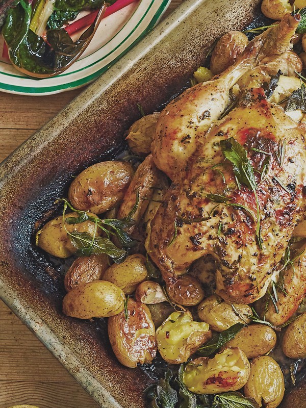 Lemon & Herb-Infused Roast Chicken With Lemon Gravy 