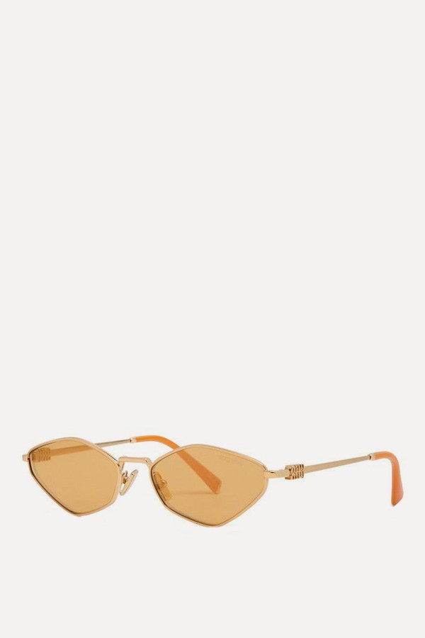 Narrow Hexagonal-Frame Sunglasses from MIU MIU