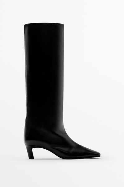 Leather High-Heel Boots from Massimo Dutti