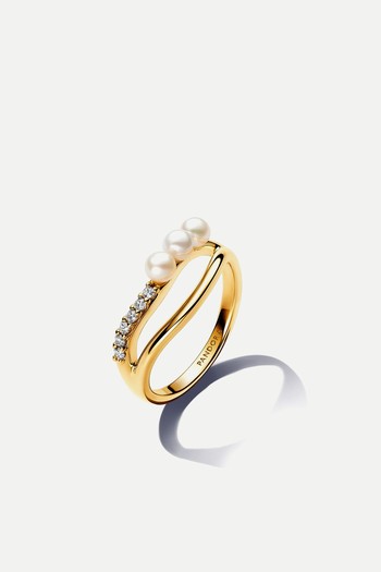 Treated Freshwater Cultured Pearl Open Ring