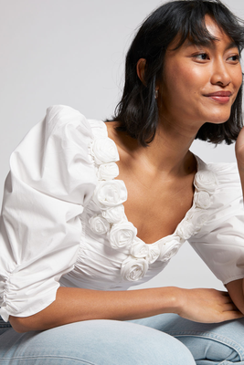 Rose Adorned Balloon Sleeve Blouse, £135 | & Other Stories