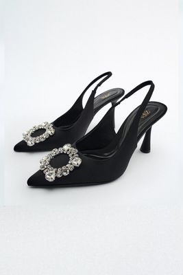 Embellished Heeled Slingback Shoes from Zara