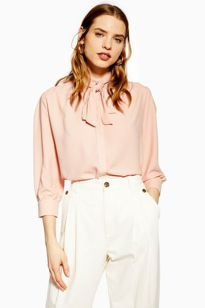 Pleat Tie Neck Shirt