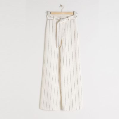 Belted Linen Blend Trousers from & Other Stories