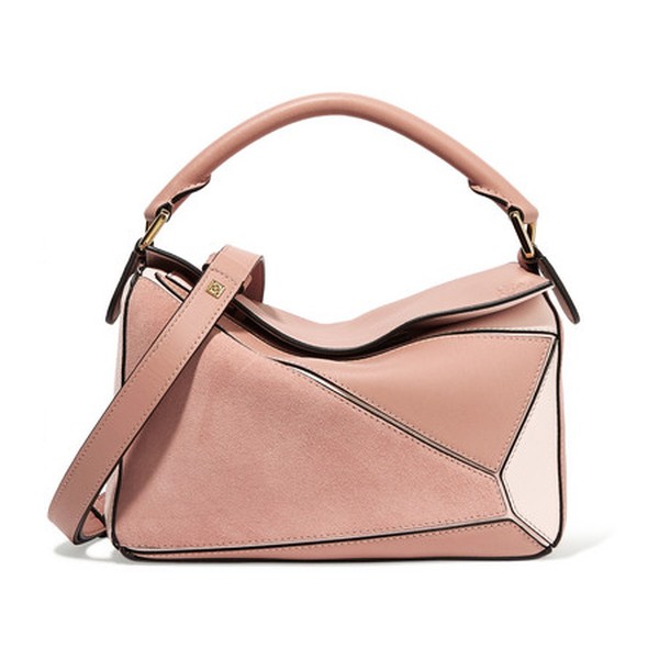 Puzzle Suede & Leather Shoulder Bag