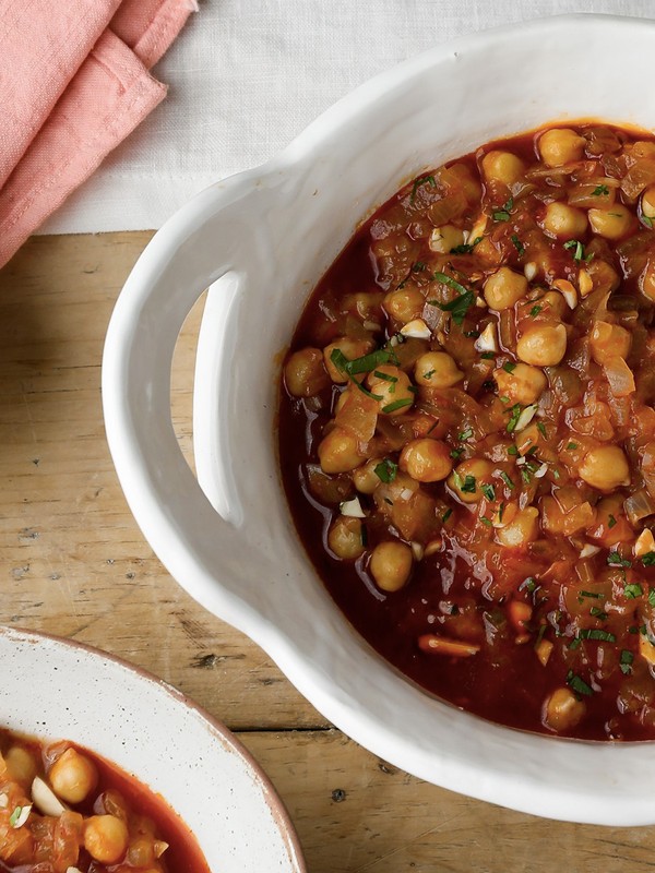 Chickpeas Catalan-Style With Saffron & Almond Picada 