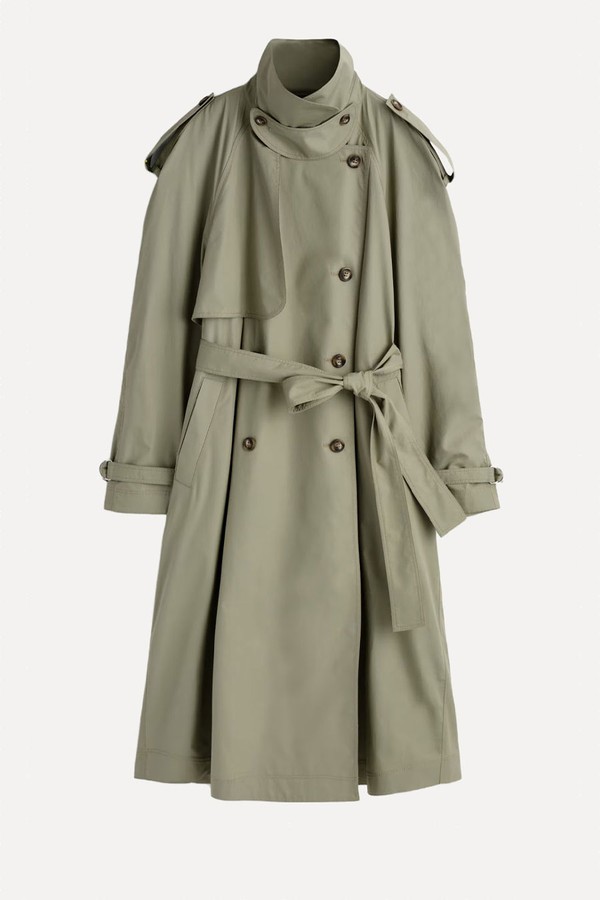 Funnel-Neck Cotton Trench Coat from cos